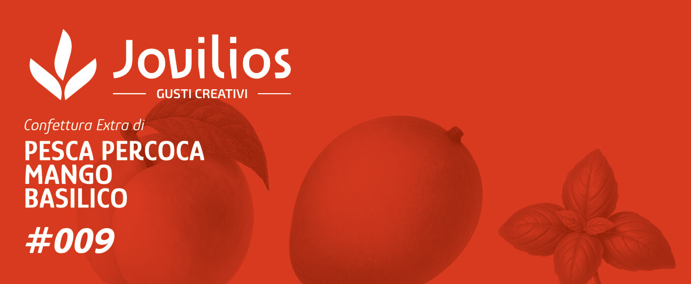 Etichetta grafica di chutney artigianale di pesca percoca, mango e basilico