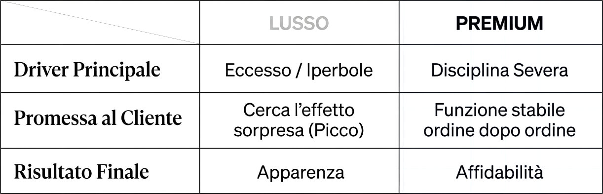 Concetto di qualità e posizionamento nel food premium